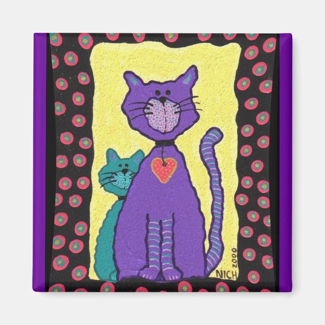 Purple Cat & Kitty - magnet (Front)