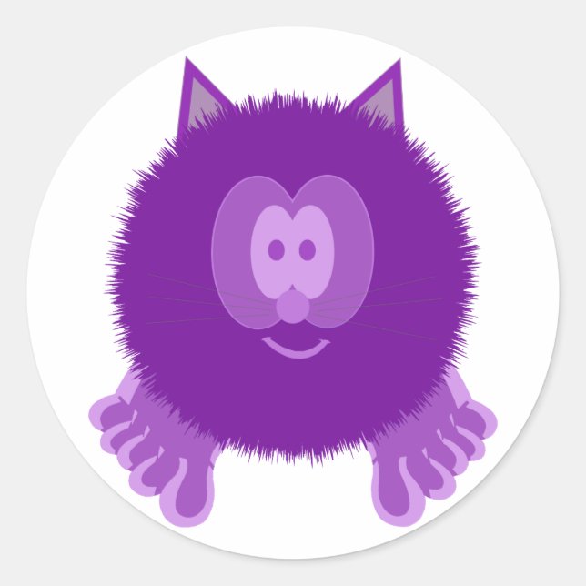 Purple Cat Pom Pom Pal Stickers (Front)