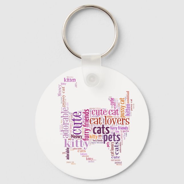 Purple Cat text design Key Ring (Front)