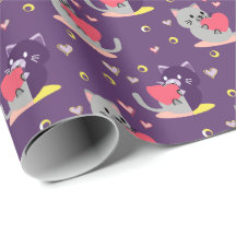 Purple Cat Wrapping Paper – Adorable Kittens