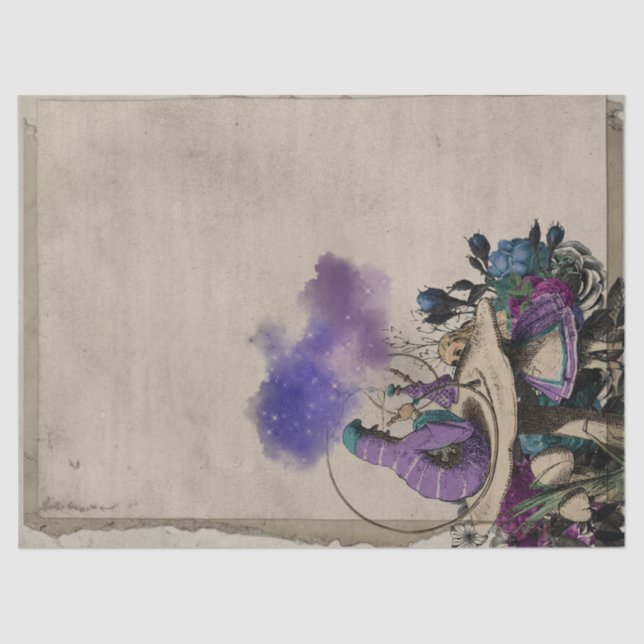 Purple Caterpillar Alice in Wonderland Decoupage Tissue Paper (Front)