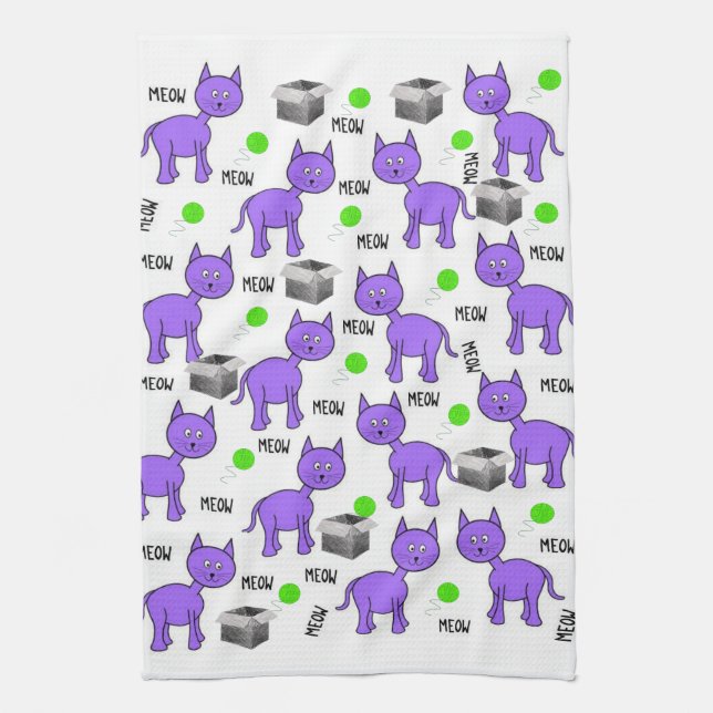 Purple Cats Kitchen Hand Towel (Vertical)