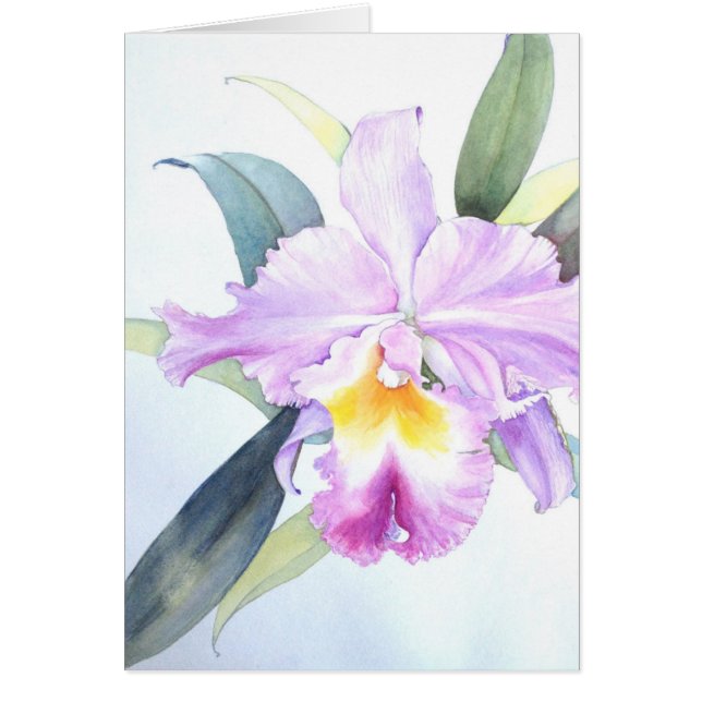 Purple Cattleya Orchid Card (5" X 7") (Front)