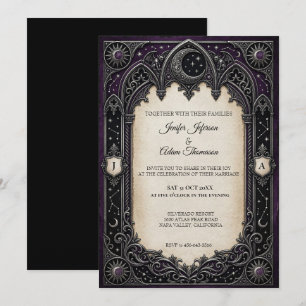 Purple Celestial Gothic Wedding Invitation
