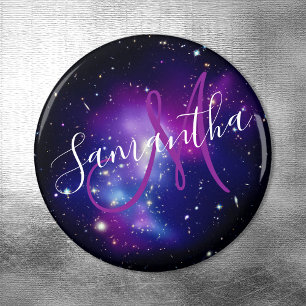 Purple Celestial Space Photo Monogrammed Magnet