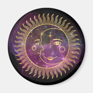 Purple Celestial Sun and Moon  Magnet