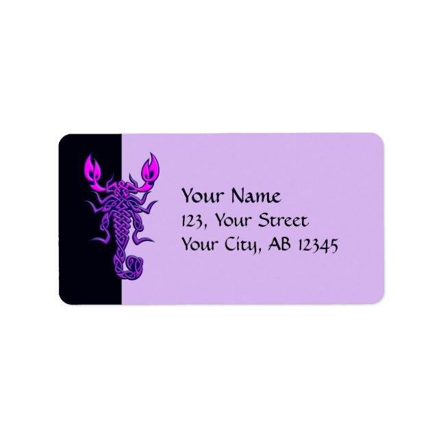 Purple Celtic Knot Scorpion Label (Front)
