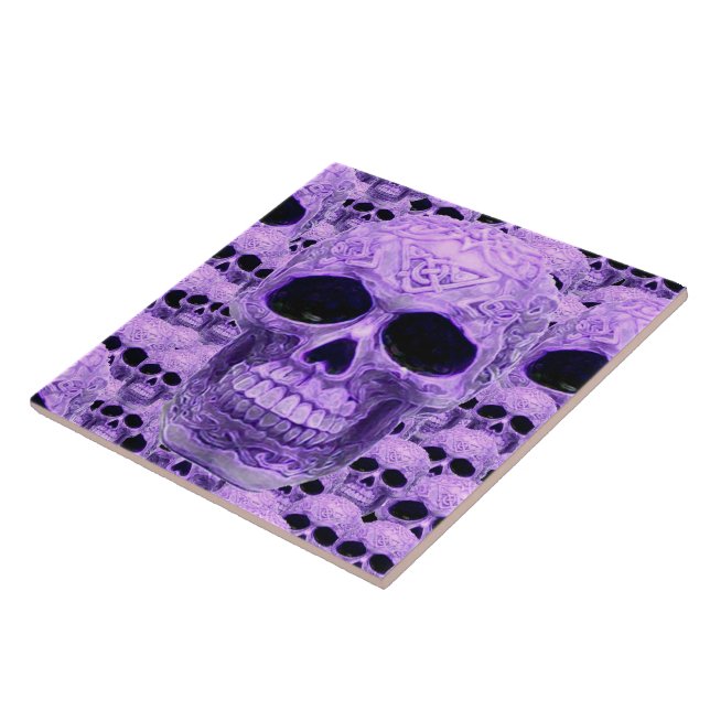 Purple Celtic skull collage tile (Side)