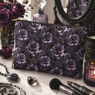 Purple Cemetery Roses Gothic Floral Accessory Pouch