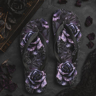 Purple Cemetery Roses Gothic Occult Jandals