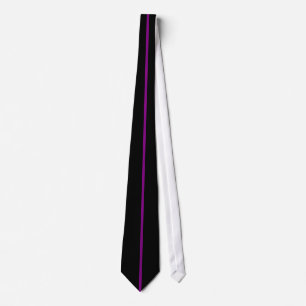 Purple Centred Thin Vertical Line on Black Tie
