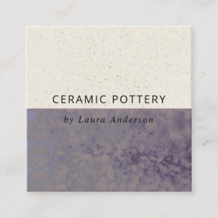 PURPLE  CERAMIC POTTERY GLAZED SPECKLED TEXTURE SQUARE BUSINESS CARD