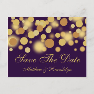 Purple Champagne Bubbles Save The Date Post Card