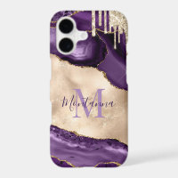 Purple, Champagne Ivory & Gold Agate Stone
