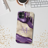 Purple, Champagne Ivory & Gold Agate Stone