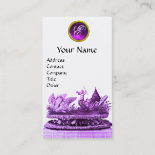 PURPLE CHARIOT OF SWANS WITH CUPCAKES AND PASTRY BUSINESS CARD