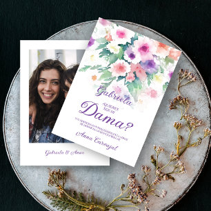 Purple Charming Delicate Wildflowers Quinceañera Invitation