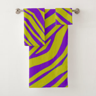 Purple Chartreuse Exotic 3 Piece  Bath Towel Set