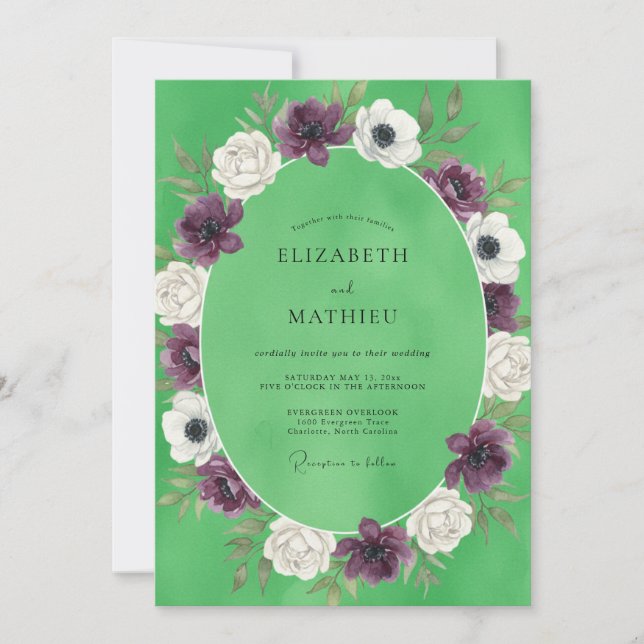 Purple Chartreuse Painted Wedding Invitation (Front)