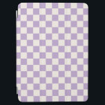Purple Check, Chequerboard Pattern, Chequered iPad Air Cover<br><div class="desc">Chequered Pattern – purple and cream white chequerboard.</div>