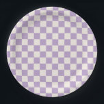 Purple Check, Chequerboard Pattern, Chequered Paper Plate<br><div class="desc">Chequered Pattern – purple and cream white chequerboard.</div>