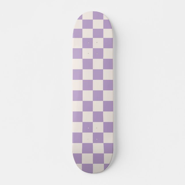 Purple Check, Chequerboard Pattern, Chequered  Skateboard (Front)