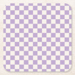 Purple Check, Chequerboard Pattern, Chequered Square Paper Coaster<br><div class="desc">Chequered Pattern – purple and cream white chequerboard.</div>