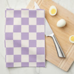 Purple Check, Chequerboard Pattern, Chequered Tea Towel<br><div class="desc">Chequered Pattern – purple and cream white chequerboard.</div>
