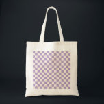 Purple Check, Chequerboard Pattern, Chequered Tote Bag<br><div class="desc">Chequered Pattern – purple and cream white chequerboard.</div>