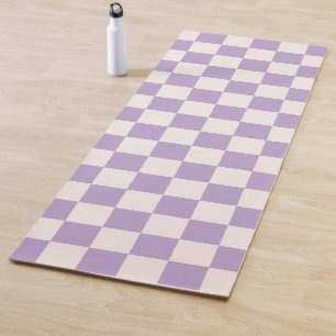 Purple Check, Chequerboard Pattern, Chequered Yoga Mat
