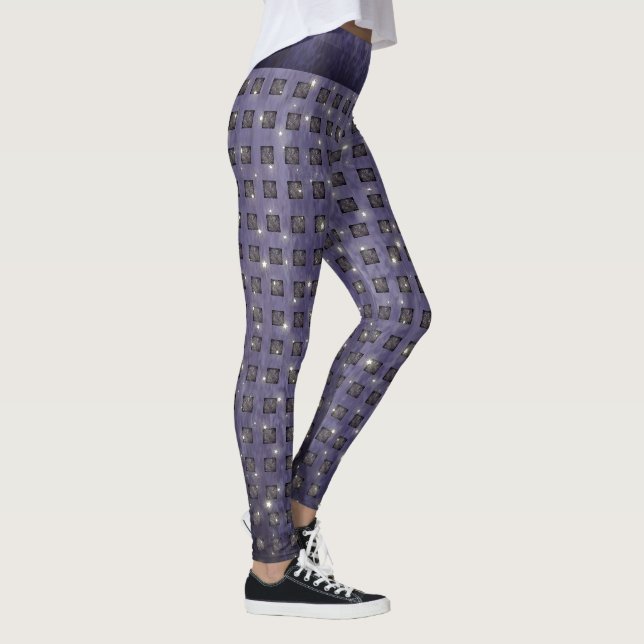 Purple Check Pattern with Stars Leggings (Right)