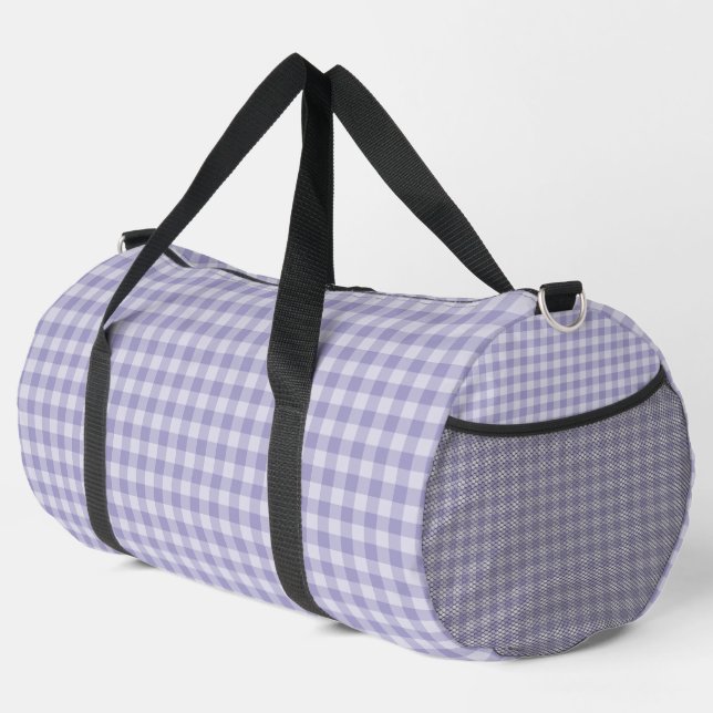 Purple Checkerboard Pattern Large Duffle Bag (Right Corner)