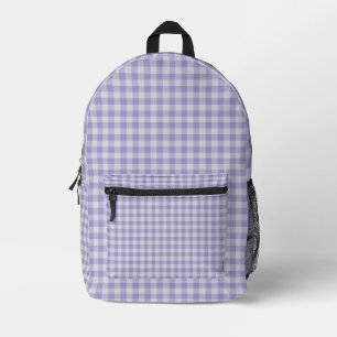 Purple Checkerboard Pattern Printed Backpack