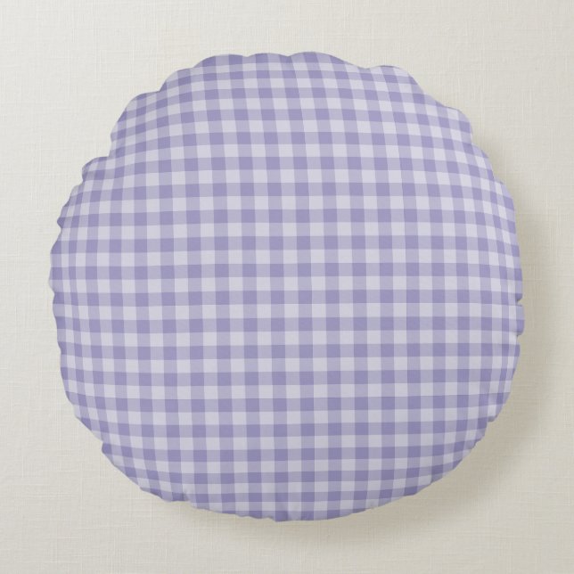 Purple Checkerboard Pattern Round Cushion (Front)