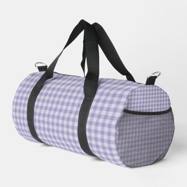 Purple Checkerboard Pattern Small Duffle Bag (Right Corner)