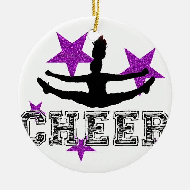 Purple Cheerleader Ceramic Tree Decoration (Front)