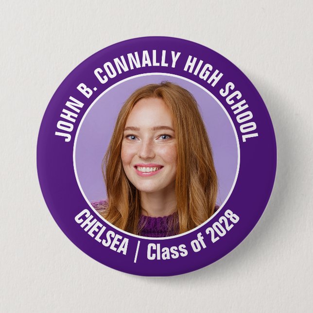 Purple Cheerleader Photo High School Spirit 7.5 Cm Round Badge (Front)
