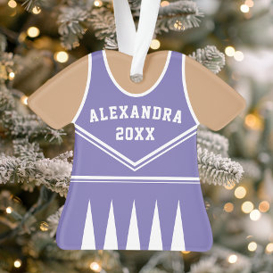 Purple Cheerleader Uniform Personalised Christmas Ornament