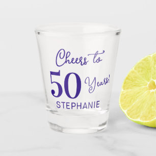 Purple Cheers to 50 Years 50th Birthday Party Shot Glass