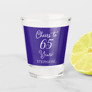 Purple Cheers to 65 Years 65th Birthday Party Shot Glass