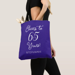 Purple Cheers to 65 Years 65th Birthday Party Tote Bag