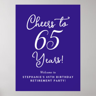 Purple Cheers to 65 Years Retirement Party Poster