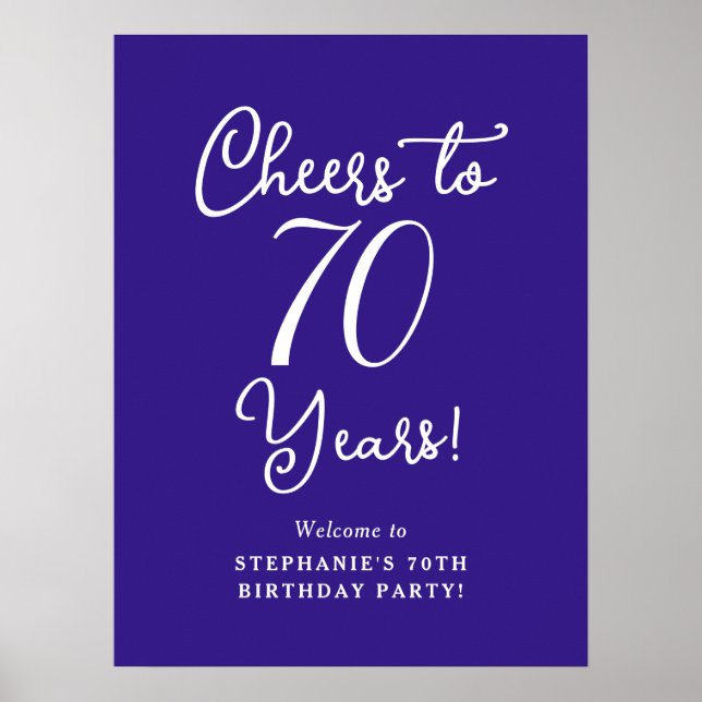 Purple Cheers to 70 Years Birthday Welcome Poster (Front)