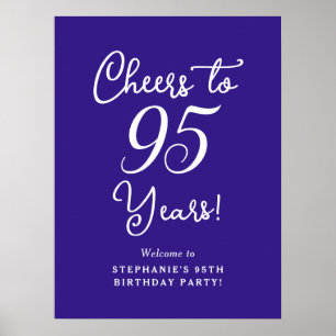 Purple Cheers to 95 Years 95th Birthday Welcome Poster
