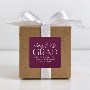Purple Cheers to the Grad Graduation Square Sticker
