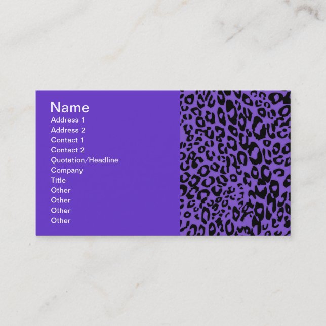 purple cheetah business card (Front)