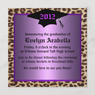 Purple Cheetah Graduation Announcement