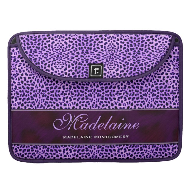 Purple Cheetah Wild Animal Print Sleeve For MacBooks (Front Closed)