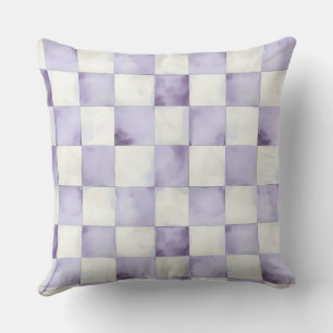 Purple Chequered Decorative Throw Pillow