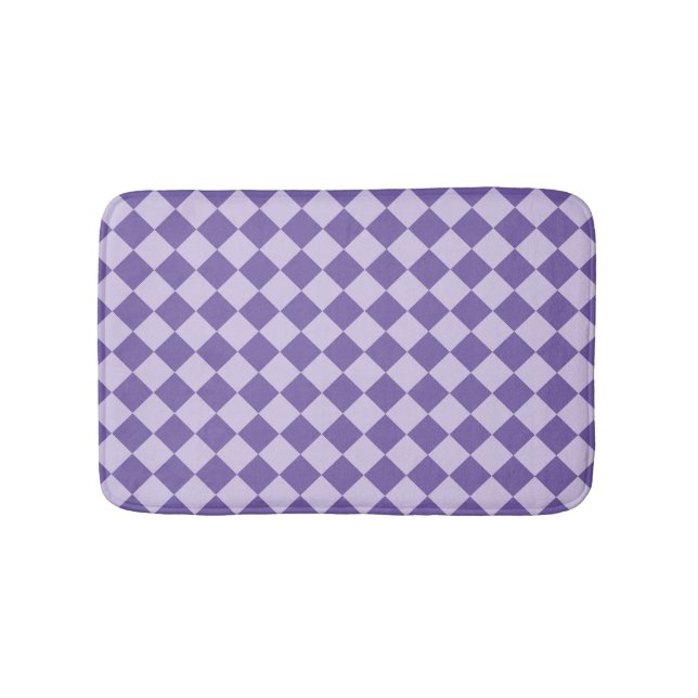 Purple Chequered Diamond Pattern Bath Mat (Front)